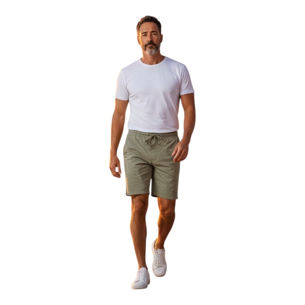 Hollister Men's M 6" Epic Flex Sea Grass Green Khaki Cotton Blend Pull On Shorts